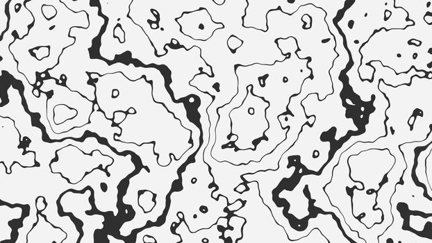 Abstract texture that looks like a topographical map. Black lines on a white background. 3D illustration