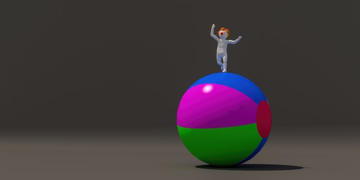 3d illustrator of career symbols on a gray background, 3d rendering of The clown.