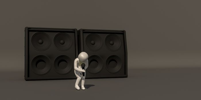 3d illustrator group of career musician symbols on a gray background, 3d rendering of the Music player. Includes a selection path.