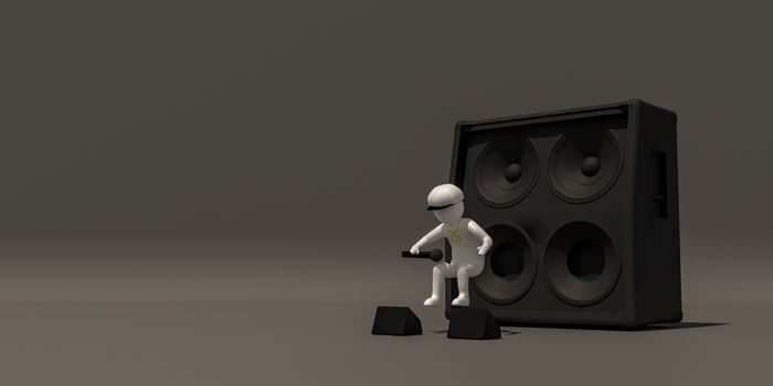 3d illustrator group of career musician symbols on a gray background, 3d rendering of the Music player. Includes a selection path.