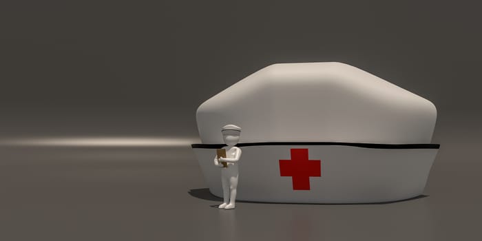 3d illustrator of career symbols on a gray background, 3d rendering of the Nurse.