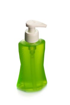 Bottle of liquid soap or cream or face wash dispensers or liquid stopper isolated on white background.