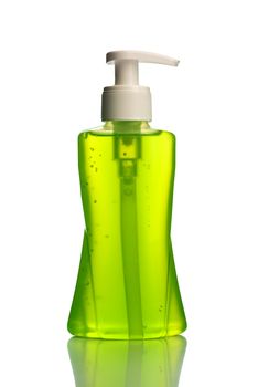 Bottle of liquid soap or cream or face wash dispensers or liquid stopper isolated on white background.