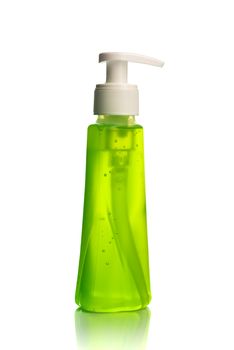 Bottle of liquid soap or cream or face wash dispensers or liquid stopper isolated on white background.