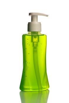 Bottle of liquid soap or cream or face wash dispensers or liquid stopper isolated on white background.