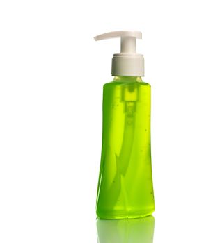 Bottle of liquid soap or cream or face wash dispensers or liquid stopper isolated on white background.