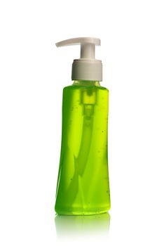 Bottle of liquid soap or cream or face wash dispensers or liquid stopper isolated on white background.