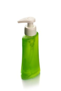 Bottle of liquid soap or cream or face wash dispensers or liquid stopper isolated on white background.