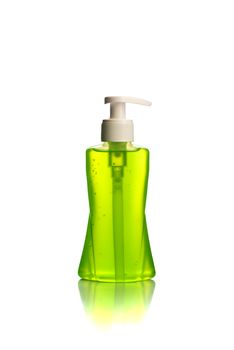 Bottle of liquid soap or cream or face wash dispensers or liquid stopper isolated on white background.