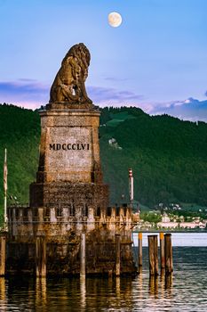 Lion's statue in the harbor of Lindau, Germany