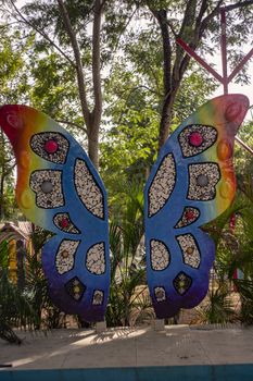 HIGUEY, DOMINICAN REPUBLIC 12 JANUARY 2020: Butterfly monument in Higuey, Dominican Republic