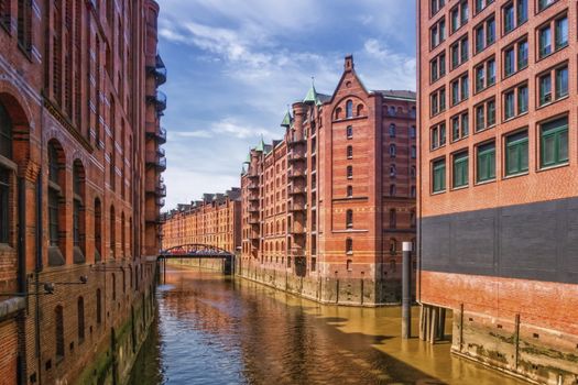 Speicherstadt Warehouses along the Canal by day, Hamburg, Germany
