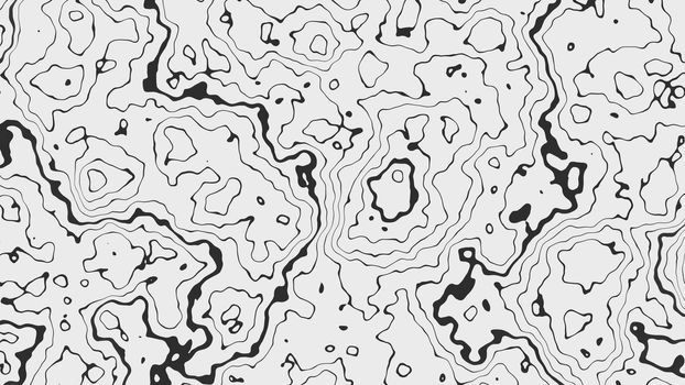 Abstract texture that looks like a topographical map. Black lines on a white background. 3D illustration