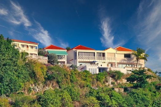 Large mansion on the top of an island hill