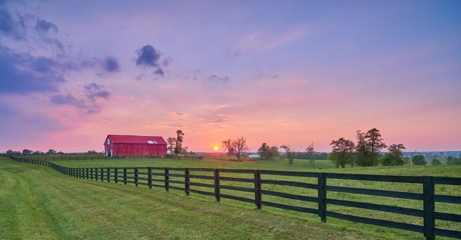 Red Barn at Sunset.