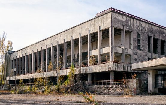 old abandoned hotel in the empty city of Chernobyl without people in Ukraine