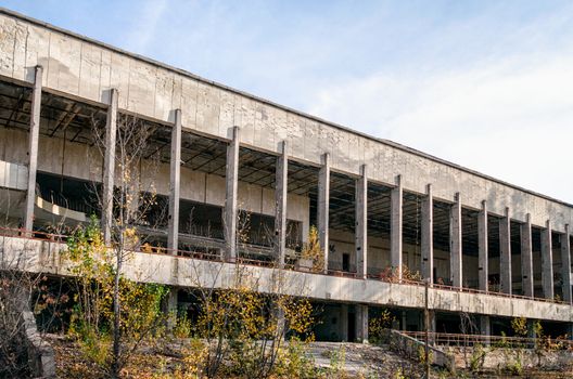 old abandoned hotel in the empty city of Chernobyl without people in Ukraine