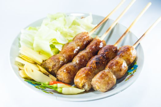 sausage on white background, Thai food