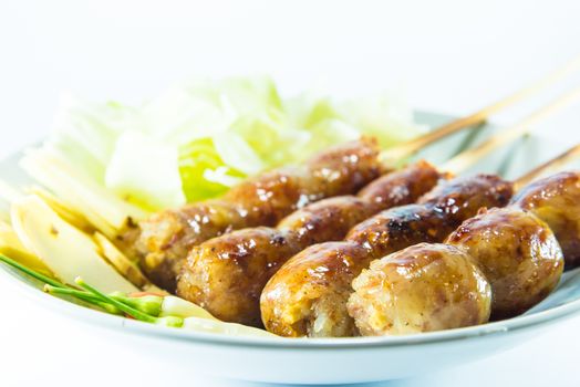 sausage on white background, Thai food