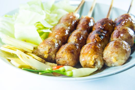 sausage on white background, Thai food