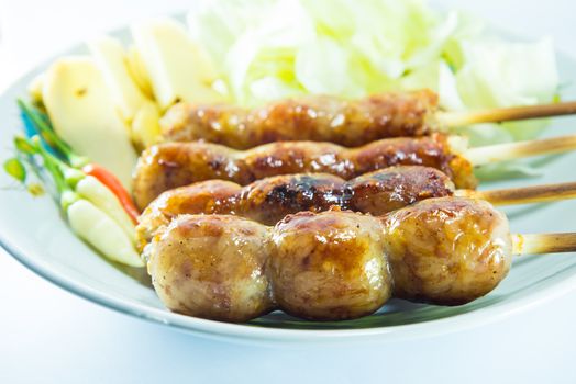sausage on white background, Thai food