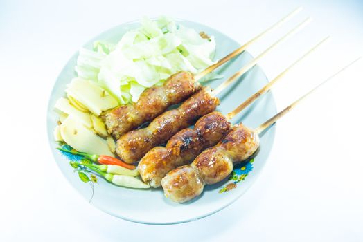 sausage on white background, Thai food