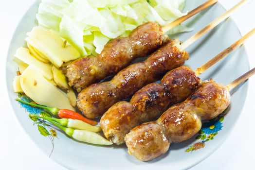 sausage on white background, Thai food