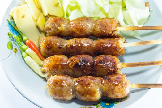 sausage on white background, Thai food