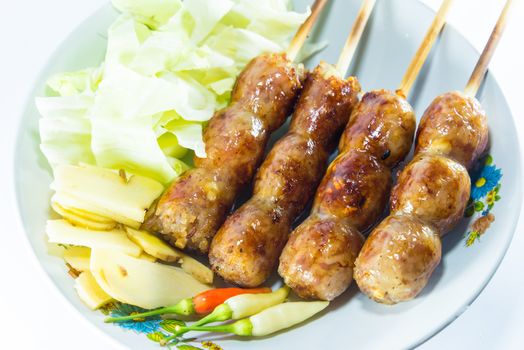 sausage on white background, Thai food