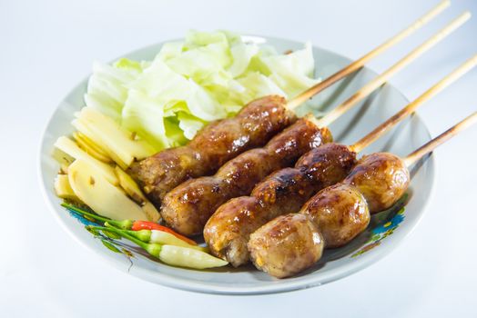 sausage on white background, Thai food