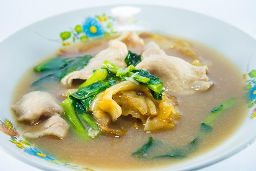 Fried noodle with pork and broccoli. Thai food.