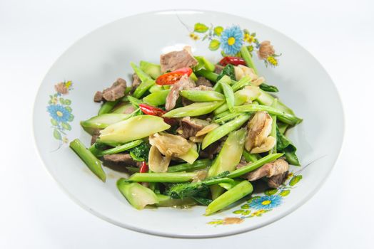 Kale fried in oyster sauce. Thai food.