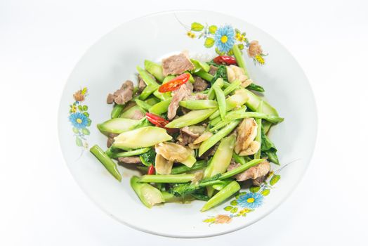 Kale fried in oyster sauce. Thai food.