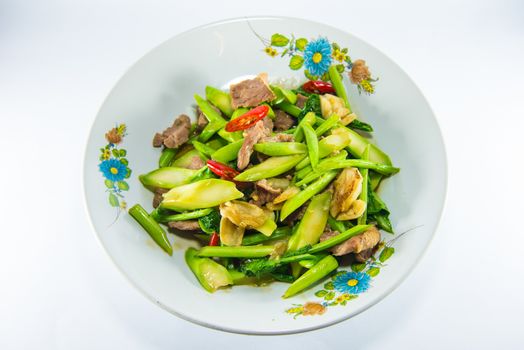 Kale fried in oyster sauce. Thai food.