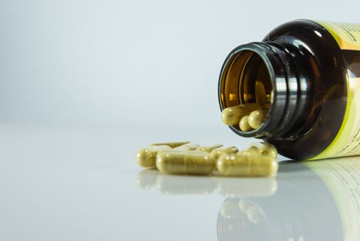 Many pills and tablets isolated on white background
