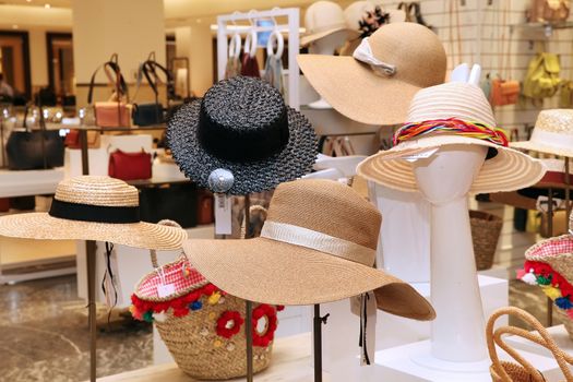 Display of straw hats