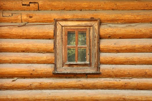 Background wall of wooden house with window