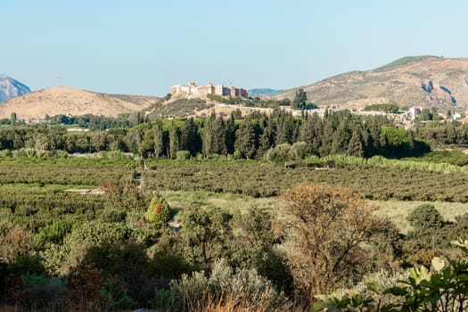 a wide landscape shoot from high ground - there is a forest and mountains. photo has taken at izmir/turkey.