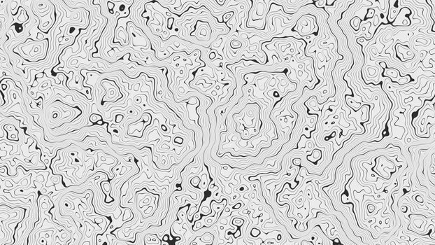 Abstract texture that looks like a topographical map. Black lines on a white background. 3D illustration