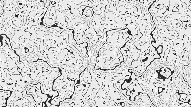 Abstract texture that looks like a topographical map. Black lines on a white background. 3D illustration