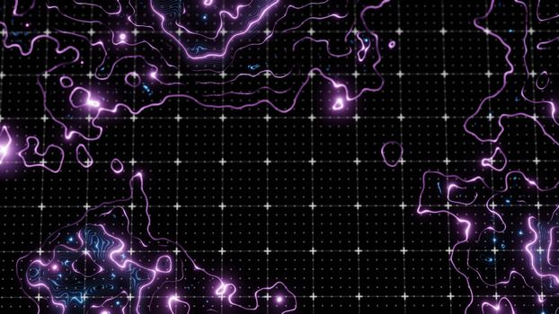 Abstract technological image of glowing topographical map. The concept of digital data. 3D illustration