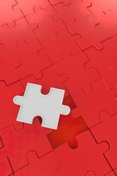 3D illustration,3D rendering,The character is wearing the last piece of the jigsaw puzzle to complete the mission. Includes selection path of floor and background.