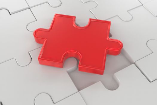 3D illustration,3D rendering,The character is wearing the last piece of the jigsaw puzzle to complete the mission. Includes selection path of floor and background.