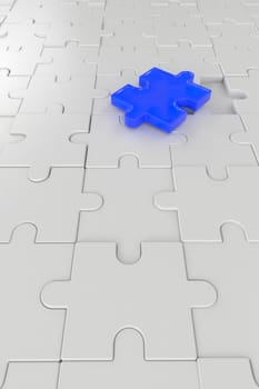 3D illustration,3D rendering,The character is wearing the last piece of the jigsaw puzzle to complete the mission. Includes selection path of floor and background.