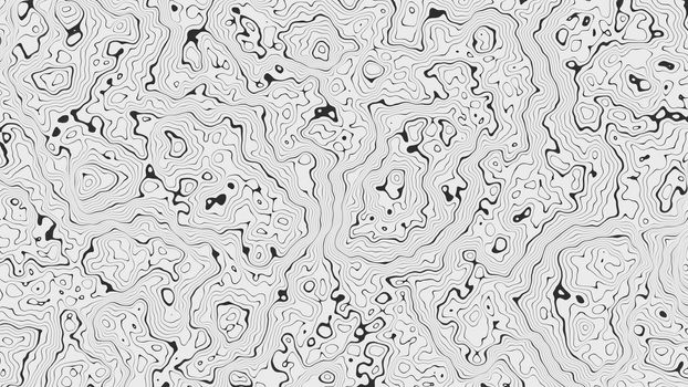 Abstract texture that looks like a topographical map. Black lines on a white background. 3D illustration