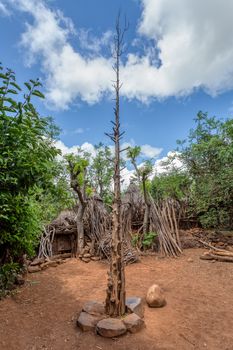 Fantastic walled village tribes Konso. African village. Africa, Ethiopia. Konso villages are listed as UNESCO World Heritage sites.