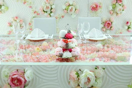 Holiday decor, table decoration with flowers