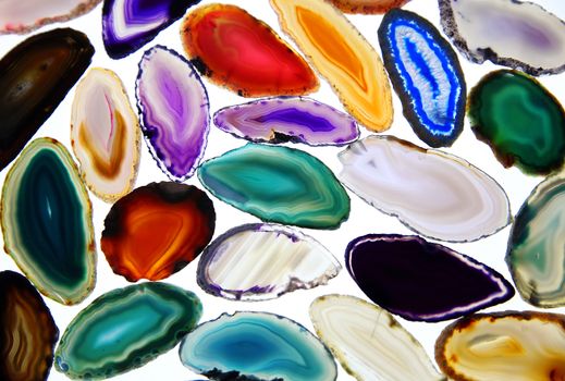 Colorful stones, agate slices