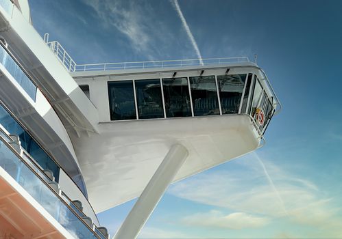 Captains bridge at the top of a cruise ship