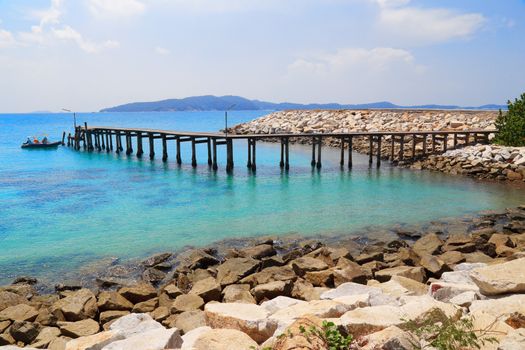 Wooden bridge to a tropical beach on island with blue sky, at khao laem ya mu koh samet island Rayong Thailand.
Thailand.